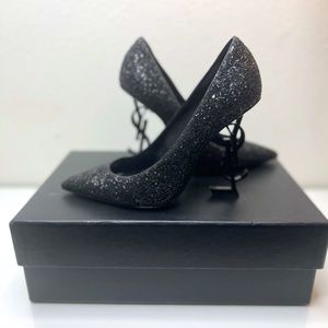 YVES SAINT LAURENT (YSL) Glitter Opyum 100 Pumps 37 Black
